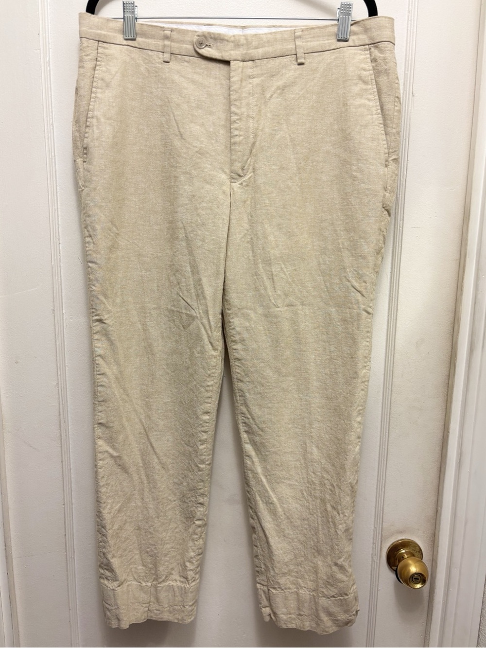 Joseph Abboud JOE Linen Cotton Pants Men's 36x30 Beige‎ Summer Trousers